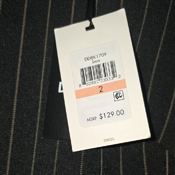 DKNY legant Black Striped Dress NEW - Picture 6 of 10